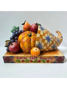 Jim Shore BLESS THIS BOUNTY Thanksgiving Cornucopia 2004 Figurine 117660